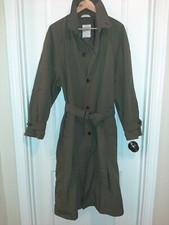 Men's Vintage KENNETH BARNARD Olive Green Trench Coat Raincoat, size Medium