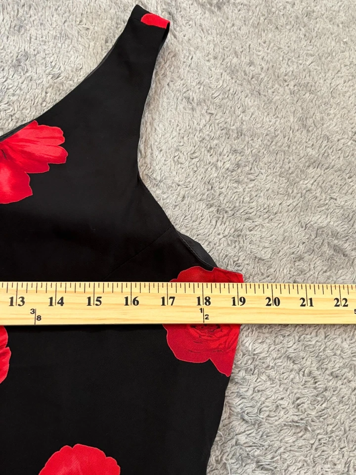 Vestido Vaina Jones New York Talla Sin Mangas Estampado Floral Negro Rojo Rosas Foto 3 de 4