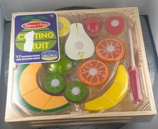 Melissa & Doug Cutting Fruit Set Kids Toy Wooden Play Food Kitchen Accessory