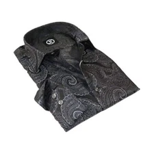 Men's Silky Paisley Floral Shirt By JT Milano AVM Turkey Slim Fit 6021-15 Black