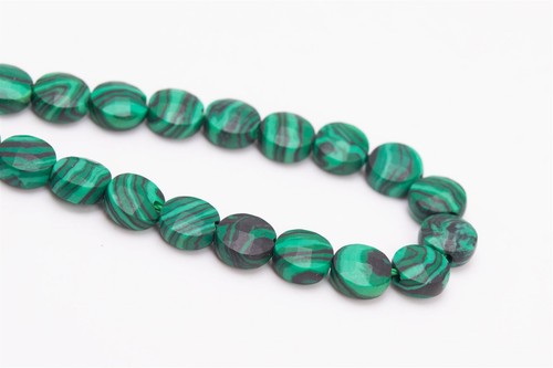 6MM Synthetic Calsilica Malachite Green Color AAA Faceted Flat Round Button Bead - Picture 4 of 6