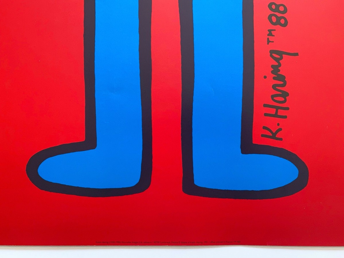 KEITH HARING ESTATE RARE VTG 1991 OFFSET LITHOGRAPH PRINT ICONIC