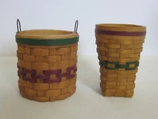 Blossom Bucket Suzi Set of 2 Longaberger Like Miniature Resin Basket Figurines