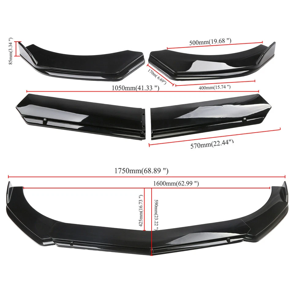 For Toyota 4Runner SUV Front Bumper Lip Splitter Chin Spoiler Body Kit Glossy Foto 3 de 4