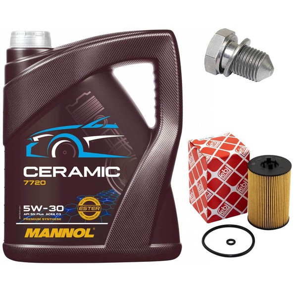 MotoröL Set 5W-30 5 Liter + ÖLfilter + ÖLablassschraube FüR VW Golf VII 2.0 TDI-image