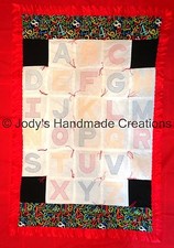 HANDMADE BABY QUILT /EMBROIDERED ABC 29 X 45