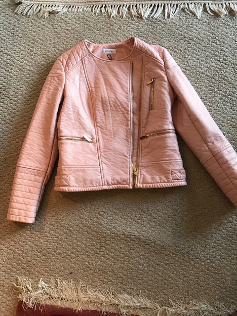 calvin klein pink leather jacket
