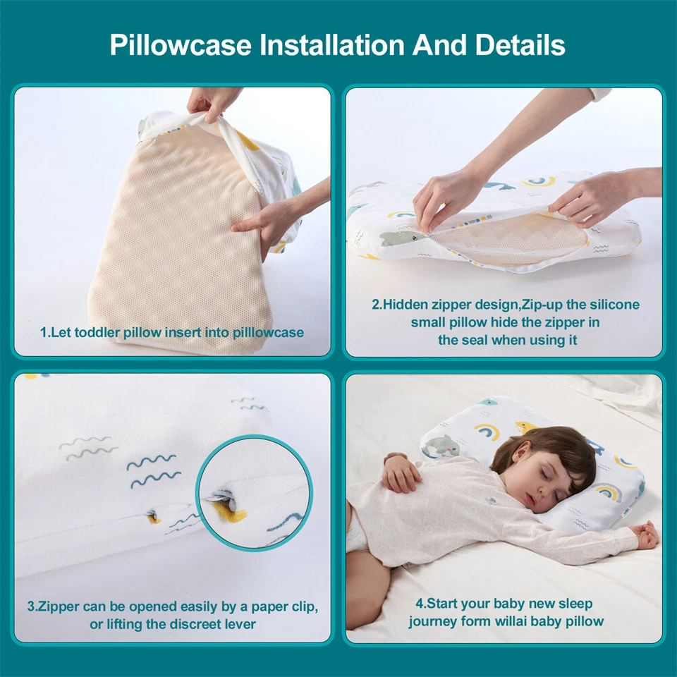 Almohada para niños pequeños con adorable funda de almohada - suave, natural e hipoalergénica Foto 3 de 4