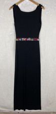 Nicole Miller Maxi Dress 4 Black Beaded Jersey Cowl Open Back Lined Party Event