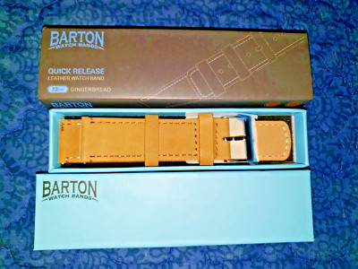 Barton Watchbands Gingerbread Brown Leather Quick Release Watch Band 