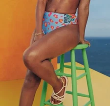 Tabitha Brown Target Leopard Print High Cut Bikini XXS Bottom Nwt Blue Pink