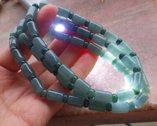 Certified Green Natural A JADE Jadeite Bamboo Beads Necklace 26 inches    655020