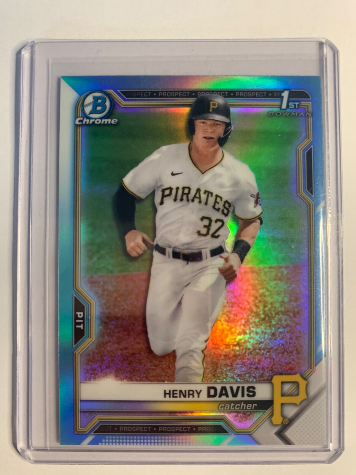 2021 Bowman Draft Chrome Sky Blue Refractor #BDC-48 Henry Davis 1st Pirates RC