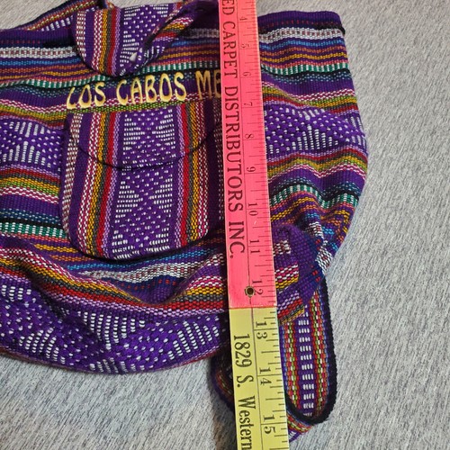 Pinzon Purple Mexican Backpack, Blanket Weave - Boho Travel Bag Los Cabos Mex - Imagen 5 de 10