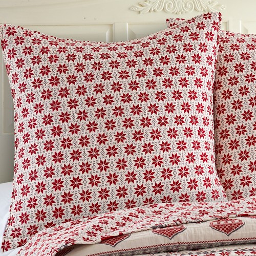 Silent Night Holiday Euro Sham Set of 2 Red - Levtex Home - 第 2/3 張圖片