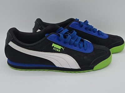 Puma Roma Shoes Mens Size 9.5 Black White Blue Green Leather Retro 370311-02