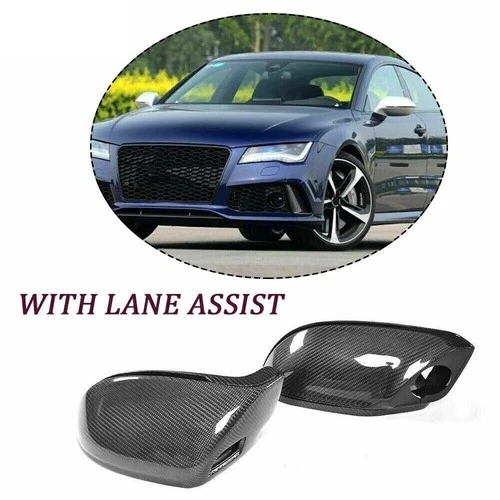 2PCS Real Carbon Side Mirror Covers Cap For Audi A7 S7 RS7 11-17 W/O Side Lane