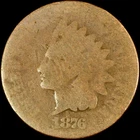 1876 INDIAN HEAD CENT ✪ AG ABOUT GOOD ✪ 1C PENNY COIN E ◢TRUSTED◣