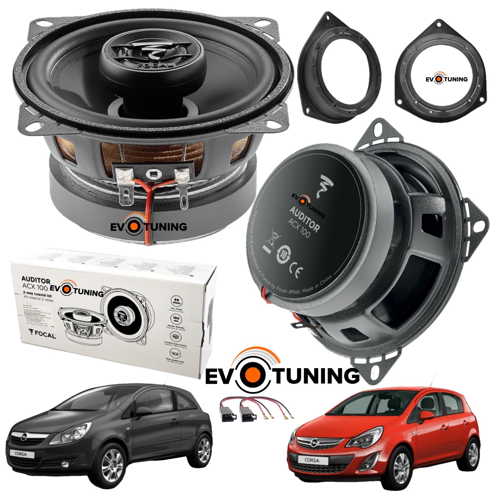 Kit Casse Focal ACX 100 Posteriori per Opel Corsa D E | Audio Upgrade
