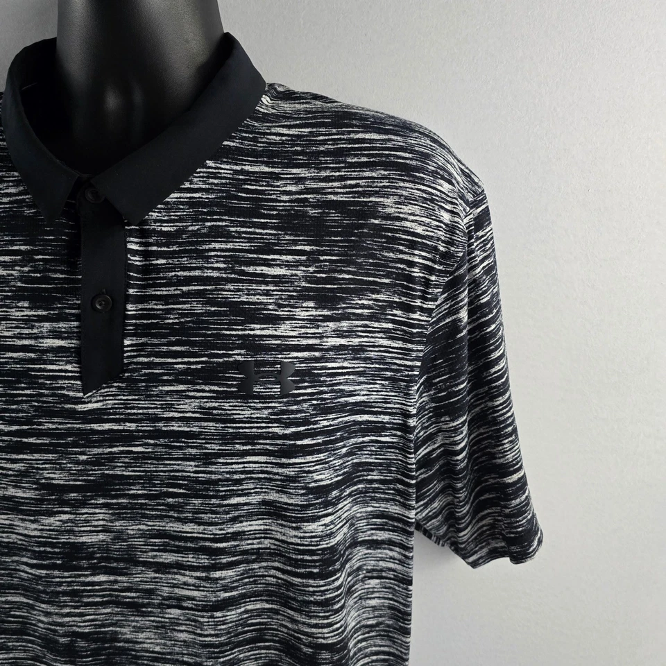 Under Armour XXL Iso-Chill Polo Shirt Men's Black White Patterned Golf - Image 2 of 4