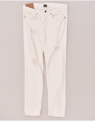 DONDUP Damen Distressed Slim Jeans W35 L31 Weiß Baumwolle AW01