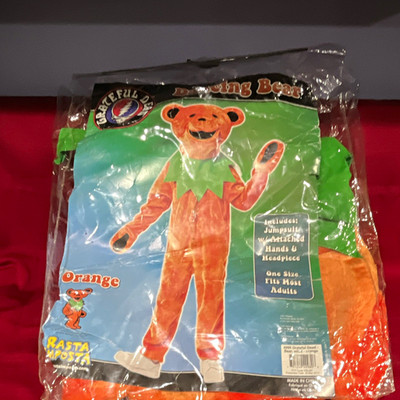 Rasta Imposta Grateful Dead Dancing Bear Faux Fur Jumpsuit Orange One Size