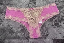 FREDERICK'S OF HOLLYWOOD M SMOOTH PINK BEIGE LACE VINTAGE RARE CHEEKY PANTIES