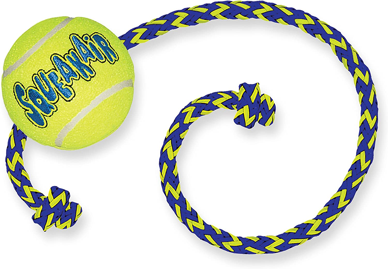 KONG - Squeakair Ball with Rope - Dog Toy Premium Squeak Tennis Balls, Gentle on