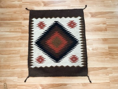 Authentic Navajo Native American Rug - 37 x31  Lazy Line - Hand Woven Vintage