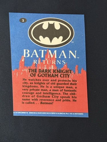 Miscut Dark Knight 1992 Topps Batman Returns Movie Card #2 Rare Error Card - Picture 2 of 2