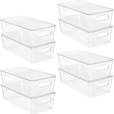 Plastic Storage Bins with Lids 8 Pack Stackable Container Fridge Pantry Kitchen