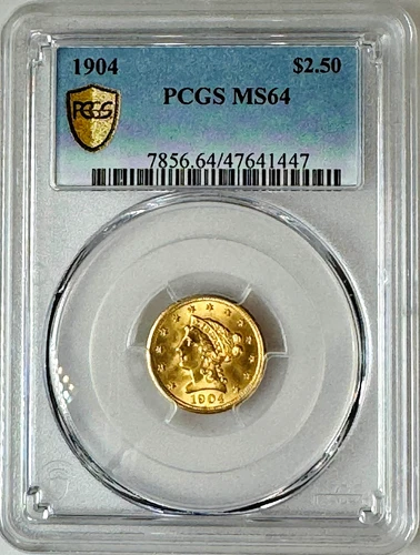 US 1904 P $2.50 Gold Liberty Head PCGS MS64 Quarter Eagle Coin