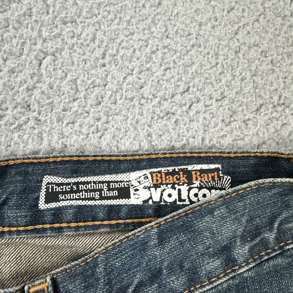 VTG Y2K Volcom Black Bart Button Fly Jeans Men 30x32 Blue Straight Leg Painted - Image 3 of 4