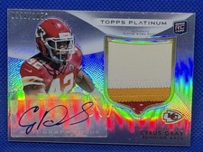 2012 Topps Platinum Cyrus Gray 3 Color RPA Jersey SP AUTO RC /1058 Chiefs