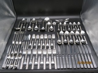 114 ONEIDA COMMUNITY B CROCKER ISABELLA STAINLESS FLATWARE! 12 SETS SVG PCS