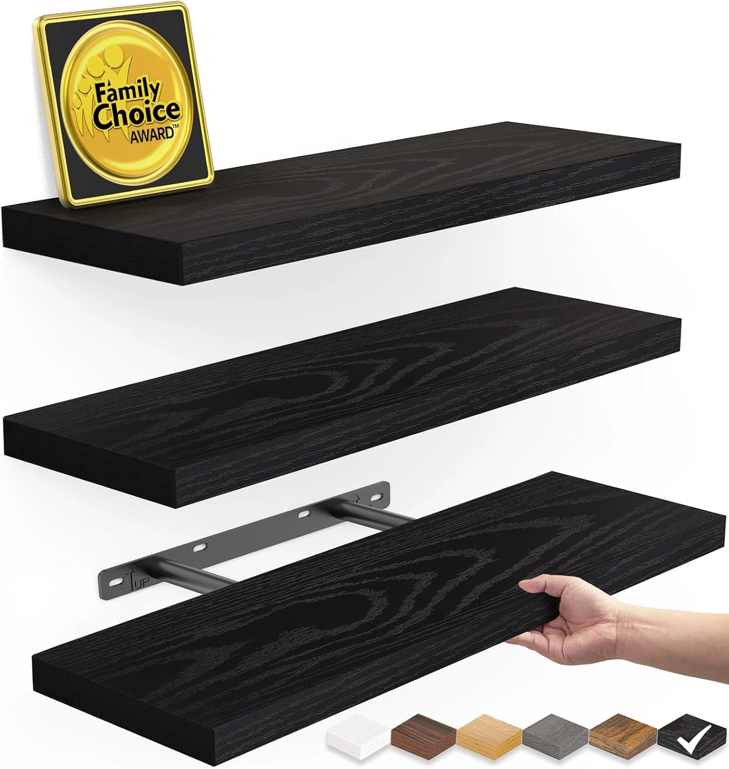 BAYKA Floating Shelves for Wall, Wall Mounted Rustic Wood Shelves for Bathroom,