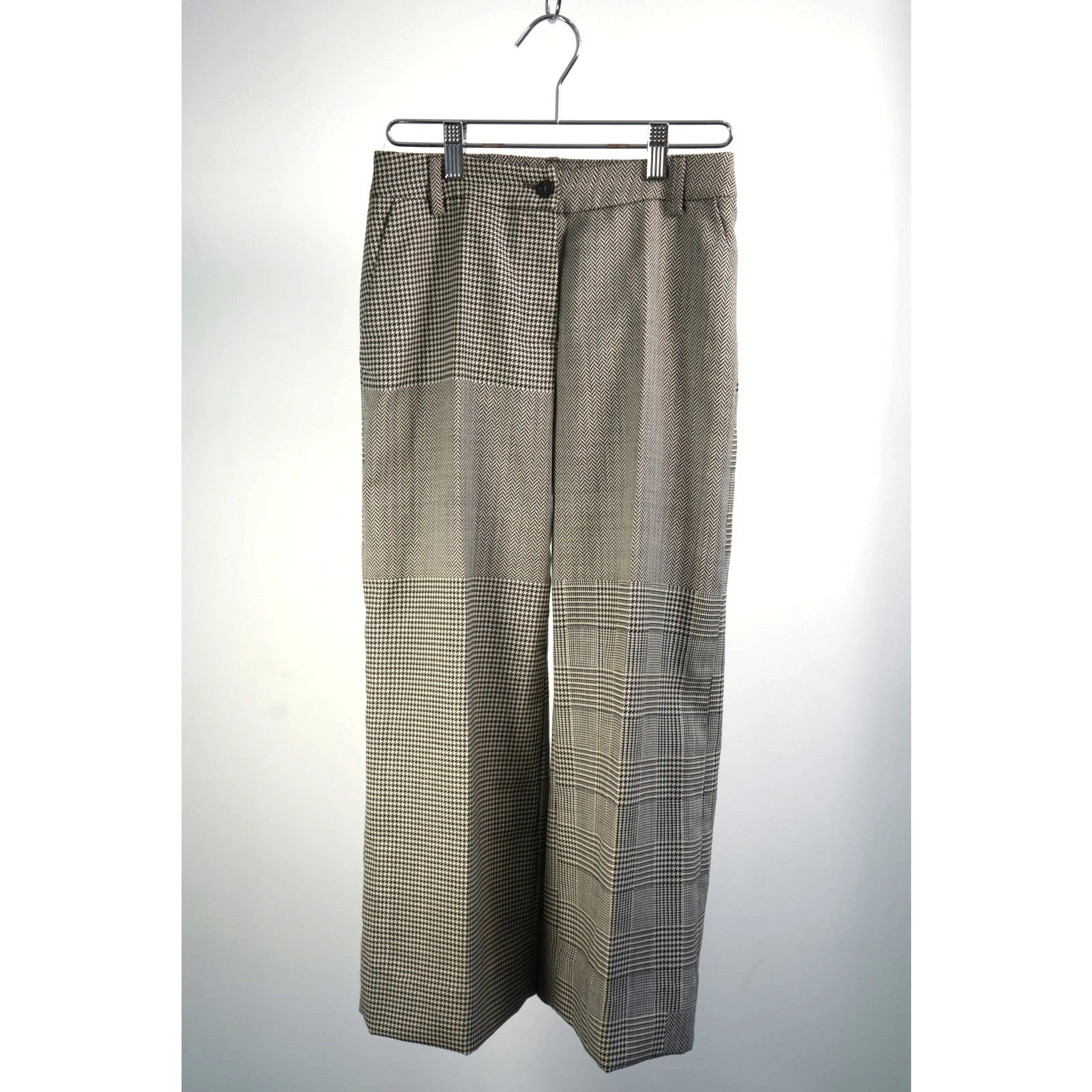 Pantaloni eleganti vintage Christian Dior lana patchwork a quadri taglia 2