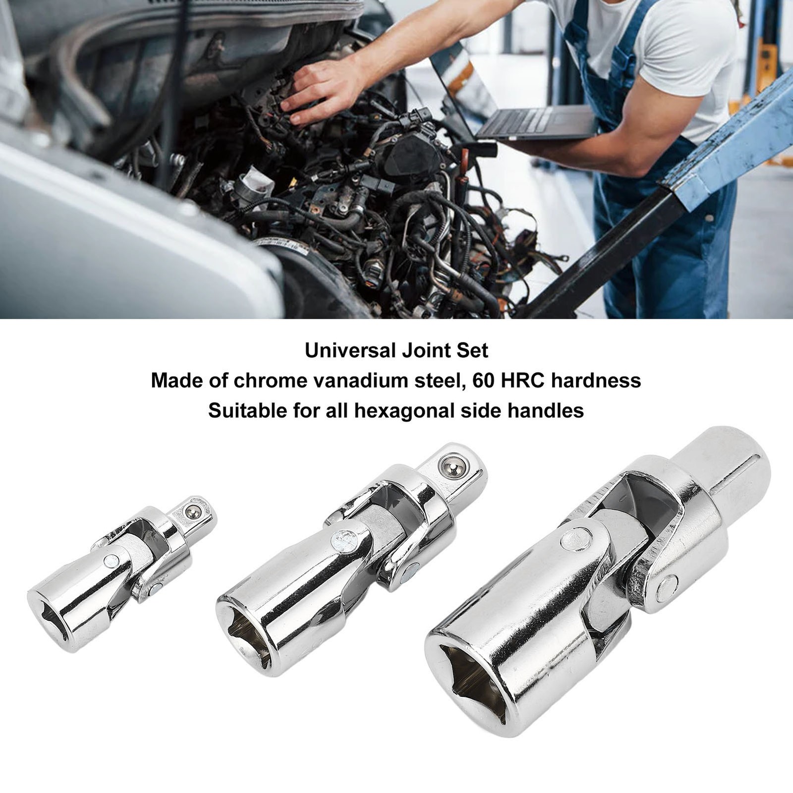 HOT 3PCS Socket Adapters Rotatable Universal Joint Set For Power Drill Ratchet