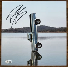 SIGNED Post Malone Album Photo Art Card & F-1 Trillion Vinyl LP BAS Beckett COA