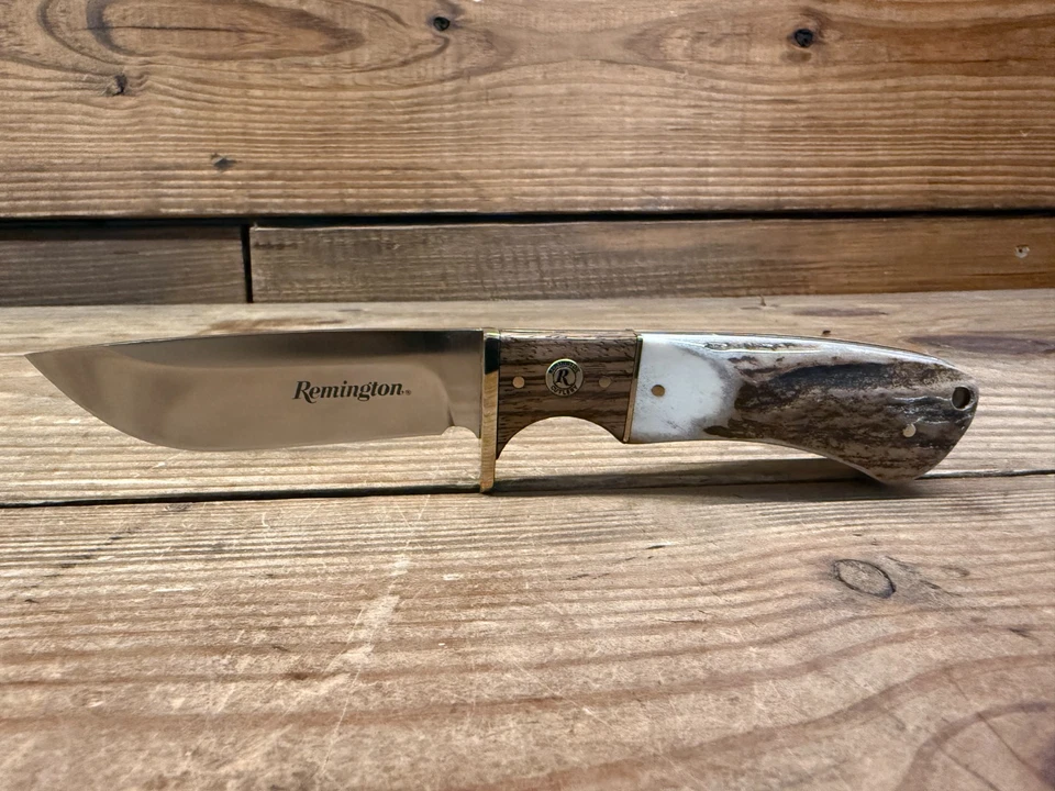 Remington Cubiertos Cuchillo Guía Skinner 8.5" Hoja Fija Cuero Estuche Nuevo (CANTIDAD) Foto 3 de 4