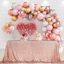 Rose Gold Sequin Tablecloth 50x80 Rectangle High-Density 3mm Stitched Sequins...