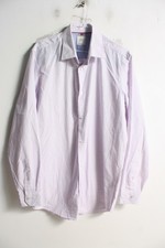 Next Mens Fine Check Formal Shirt - Lilac - Size 16" f18 