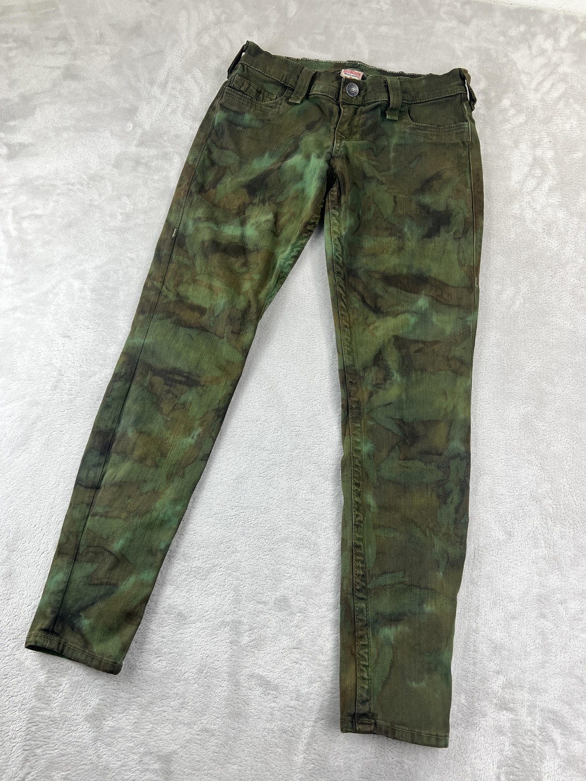 Womens 28 Green Camouflage Skinny Stretch Made Usa Denim