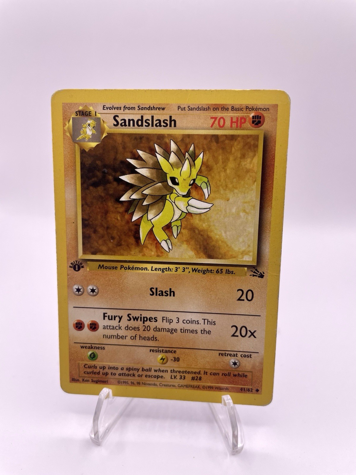 Sandslash 41/62 Fossil Regular LP/MP Moderate Play 1st Edition