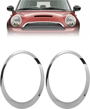  Headlight Bezel Headlamp Trim Ring Compatible with 2007-2015 Mini Pair Silvery