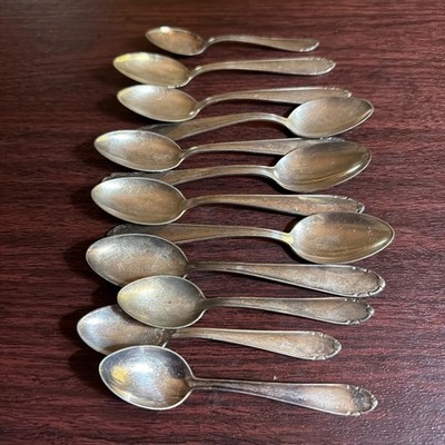 BMF 90 Silver Plate Set Of 12 Assorted Spoons Vintage Find
