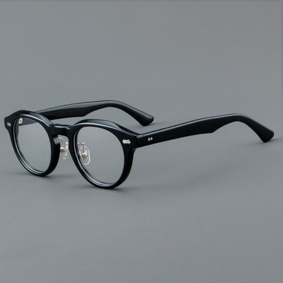 Retro Rivet Oval Full Rim Vintage Acetate Eyeglass Frames Men Women 46-23-148MM