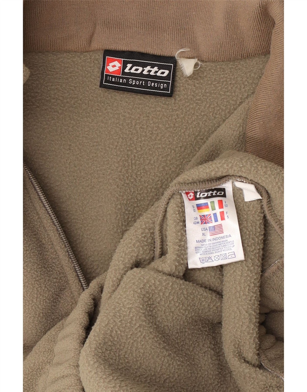 Lotto Mens Graphic Zip Neck Fleece Jumper UK 42/44 XL Khaki Polyester BZ06 image 3