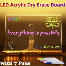 LED Note Board with Colors DIY Acrylic Dry Erase Board with Light Drawing Board