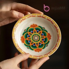 12.5cm Ceramic Dunhuang Pot Bearing Holder Tea Tray Coaster Fruit Snack Plate